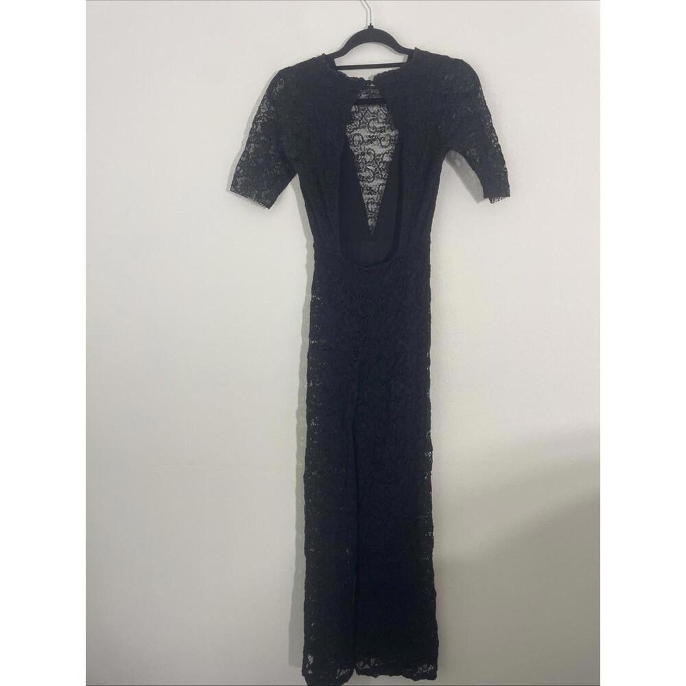 Free People x Nightcap Serata Black Lace short sleeveOpen Back Jumpsuit S $495 - Picture 8 of 8